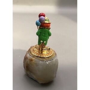 Ron Lee Clown Sculpture With Balloons Plated In 24k Gold On Marble Base Signed